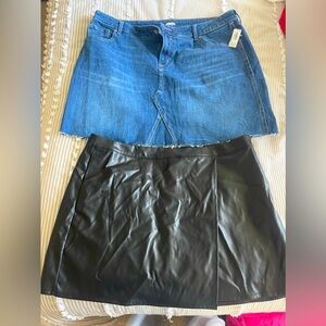Size 18 leather and denim skirt